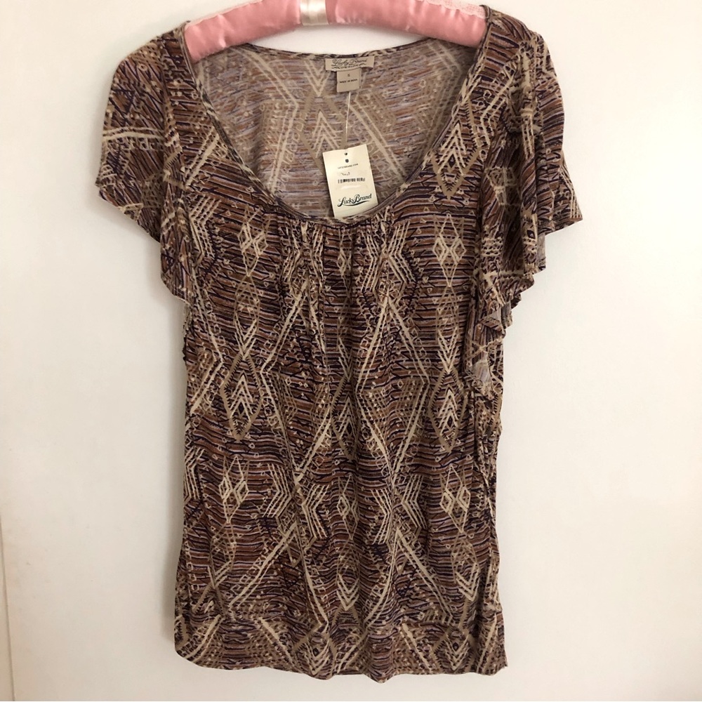 Lucky Brand flutter sleeve banded top